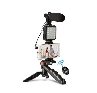 Iphone Android Video Vlog Kits w Phone Tripod Phone Holder Led Light and Shotgun Microphone for Phone Camera